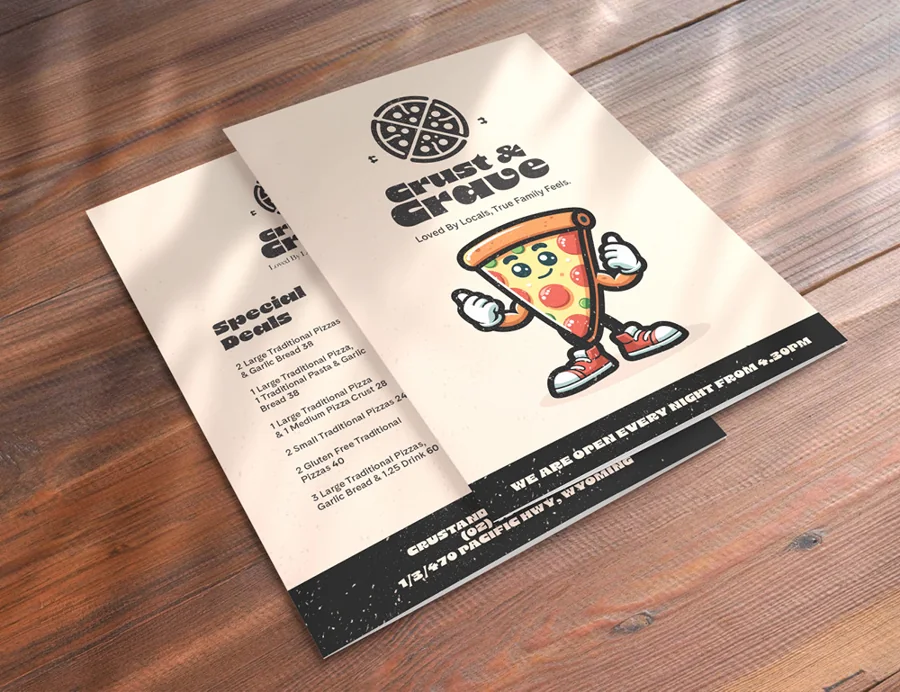 Crust & Crate: menu & signage